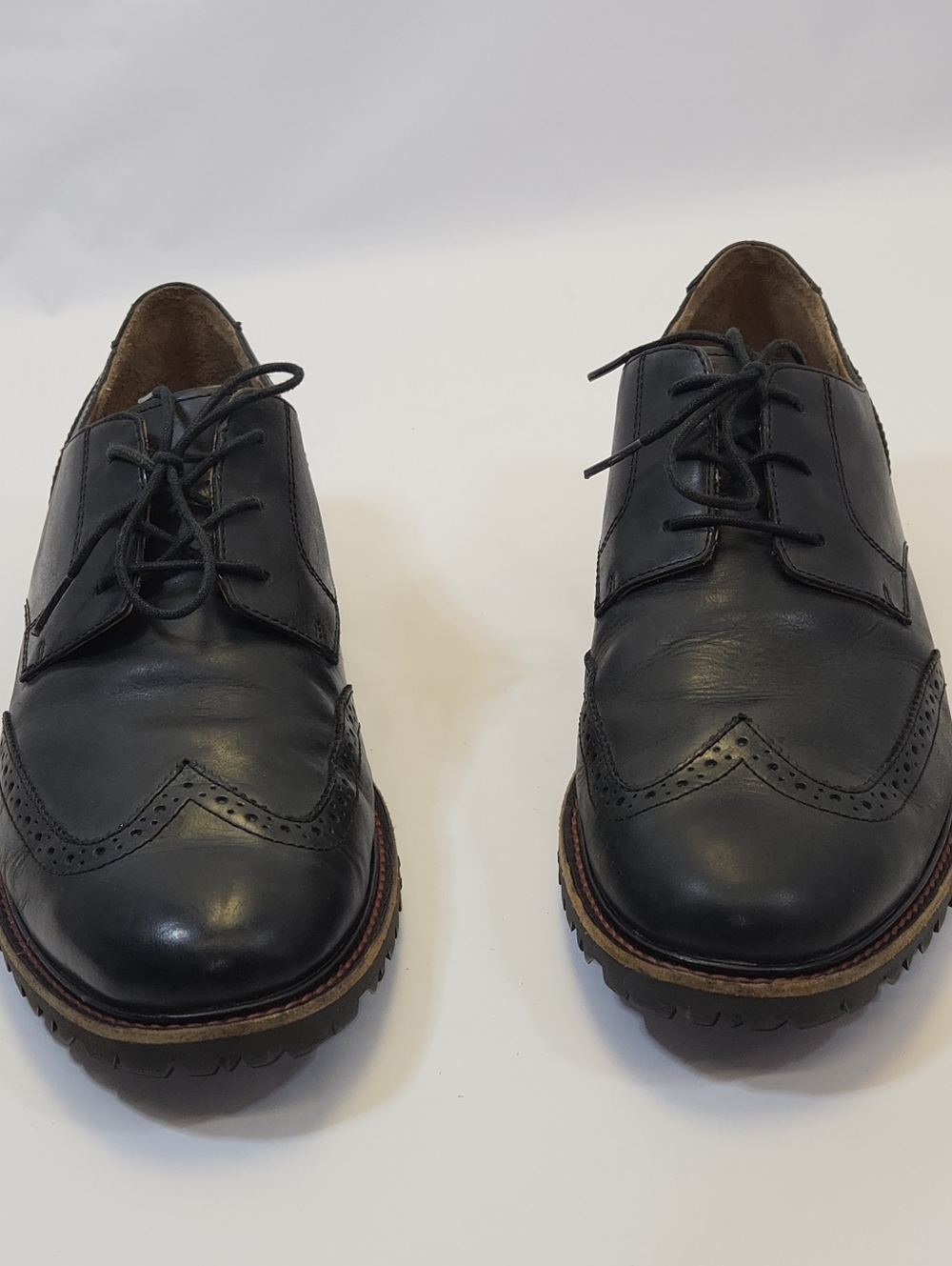 Sebago Wingtip Oxfords Mens 11 Black Leather Lug Sole Shoes